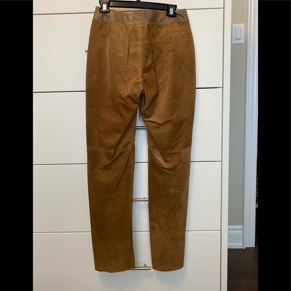 VTG 90s LIZ CLAIRBORNE CAMEL SUEDE LEATHER PANTS - Picture 6 of 9